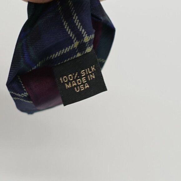 Structure Blue Green Plaid Cowboy Novelty Print Short Wide Silk Tie Italian - Picture 4 of 6